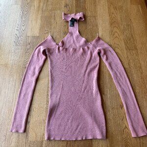 Forever 21 Mauve Ribbed Choker Top Size Small